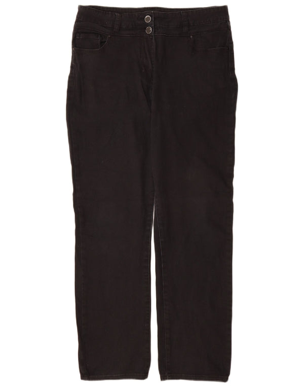 M&Co Damen Gerade Freizeithose UK 14 Large W32 L30 Schwarze Baumwolle