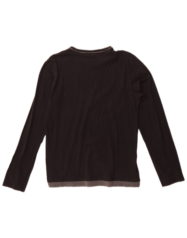 TRUSSARDI JEANS Damen Graphic Top Langarm UK 12 Medium Schwarz