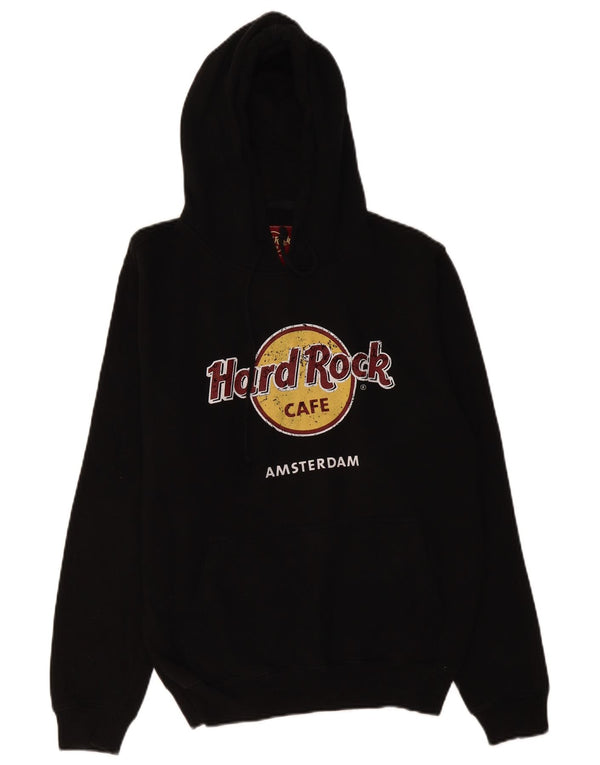 Hard Rock Cafe Damen Amsterdam Graphic Hoodie Pullover UK 14 Medium Schwarz