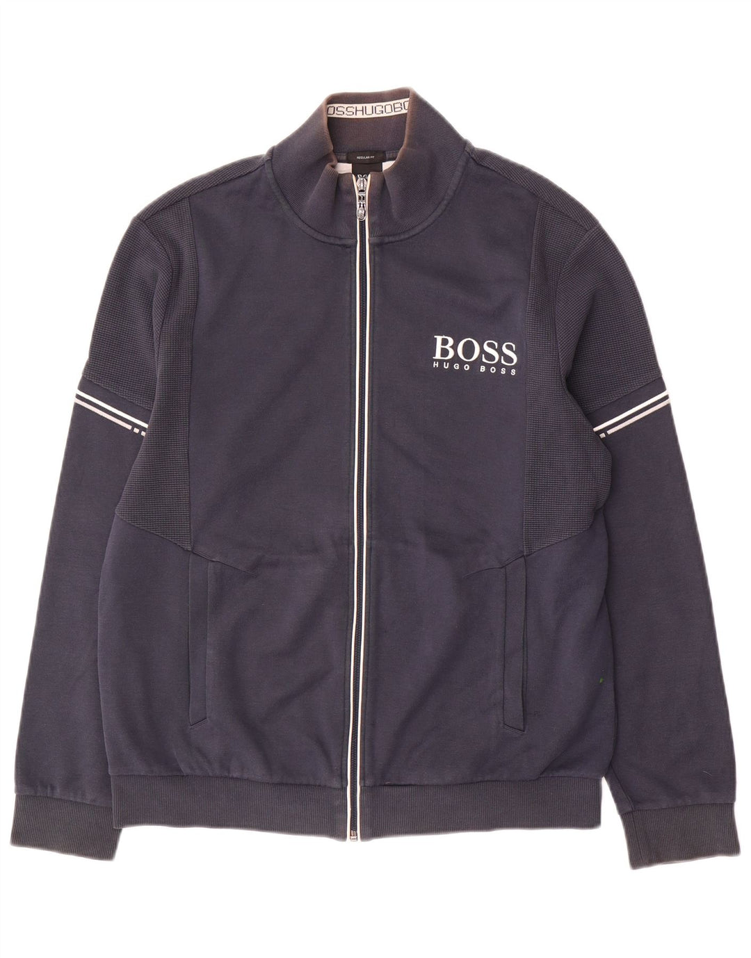 Hugo Boss Herren-Trainingsanzug-Oberteil, große marineblaue Baumwolle
