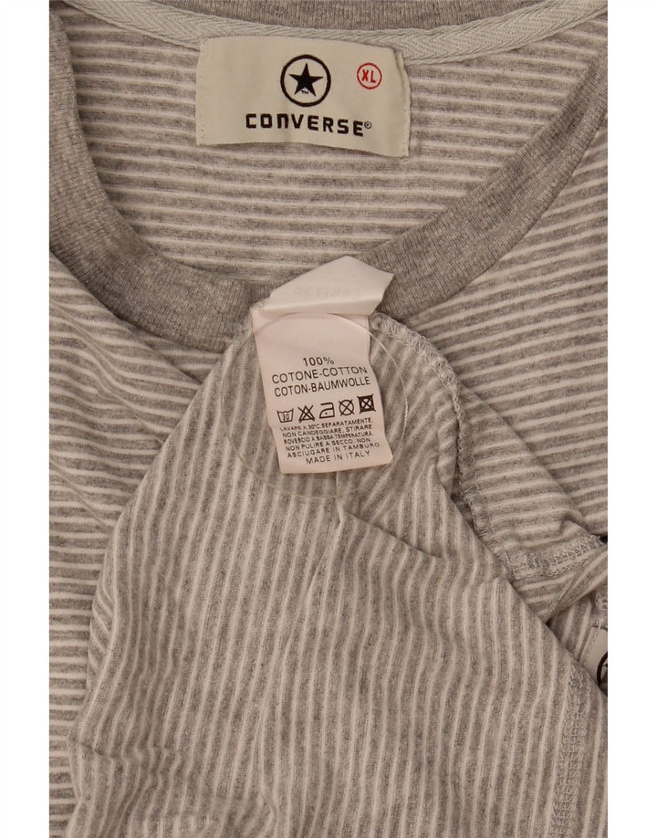 Converse Herren T-Shirt Top XL Grau Nadelstreifen Baumwolle