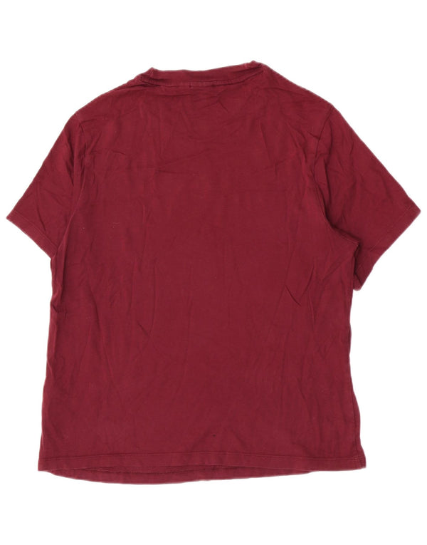 Adidas Damen T-Shirt Top UK 12 Medium Burgund Baumwolle