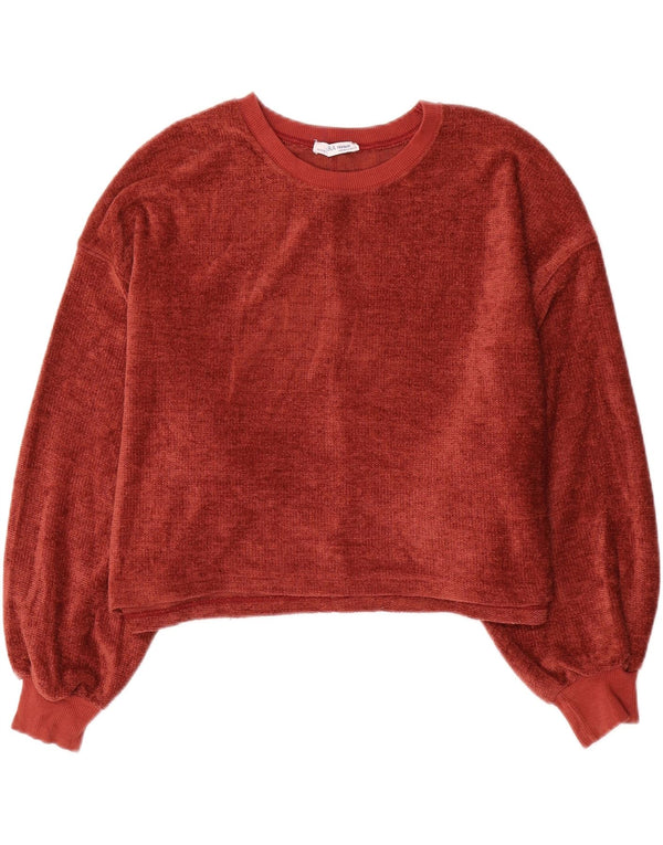 Zara Damen-Pullover, übergroß, U-Boot-Ausschnitt, Gr. 10, Größe S, Rot, Polyester