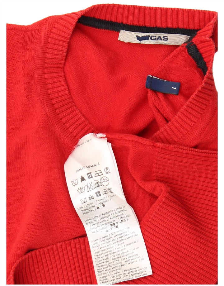Gas Herren-Pullover mit Rundhalsausschnitt, groß, rote Baumwolle