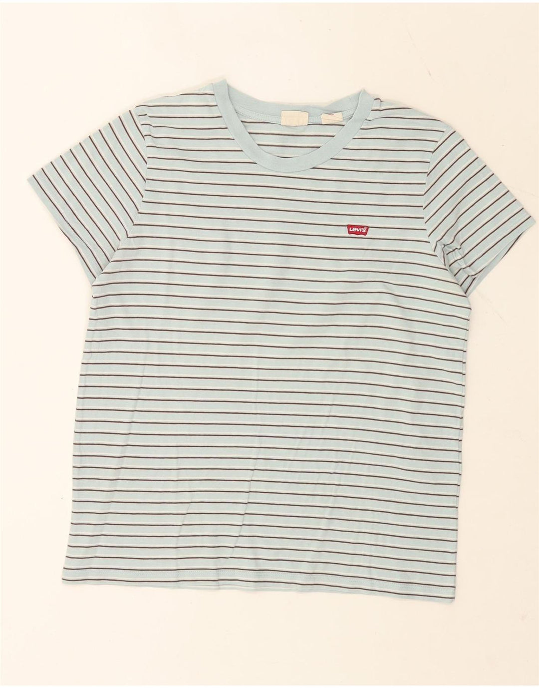 Levi's Damen T-Shirt Top UK 14 Mittelblau gestreift aus Baumwolle