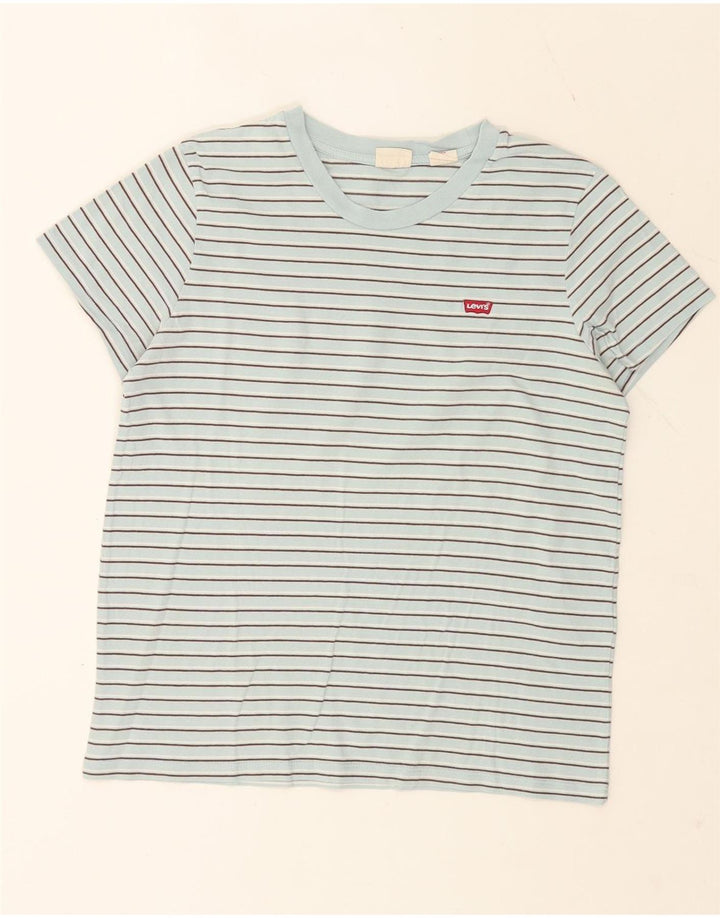 Levi's Damen T-Shirt Top UK 14 Mittelblau gestreift aus Baumwolle