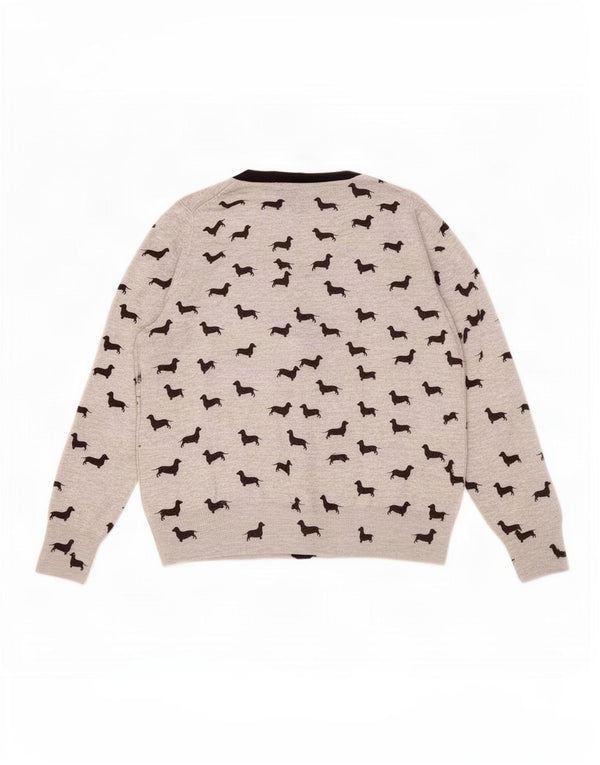 Marks & Spencer Damen-Cardigan-Pullover, Gr. 42, groß, grau, mit Tiermuster