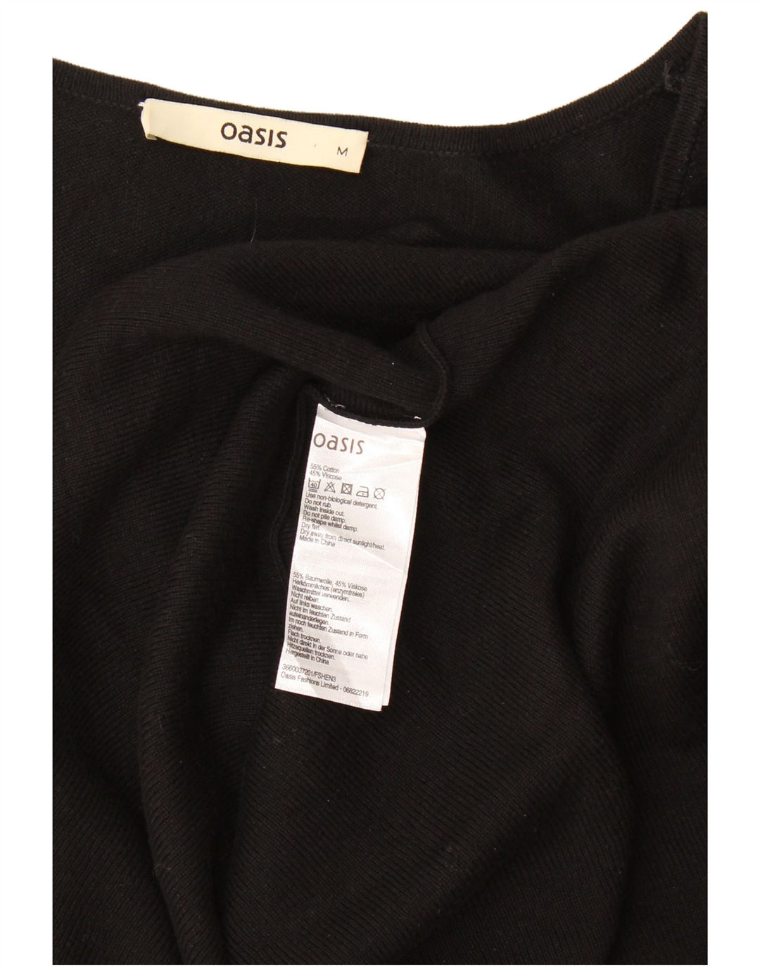 Oasis Damen Pulloverkleid UK 12 Mittelschwarze Baumwolle