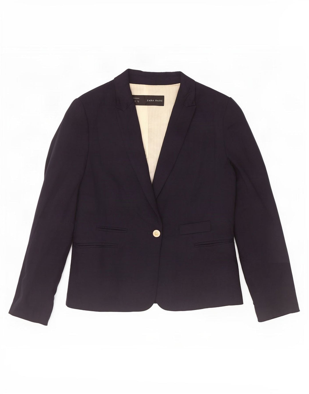 Zara Damen 1-Knopf-Blazerjacke UK 18 XL Marineblaue Viskose