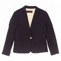 Zara Damen 1-Knopf-Blazerjacke UK 18 XL Marineblaue Viskose