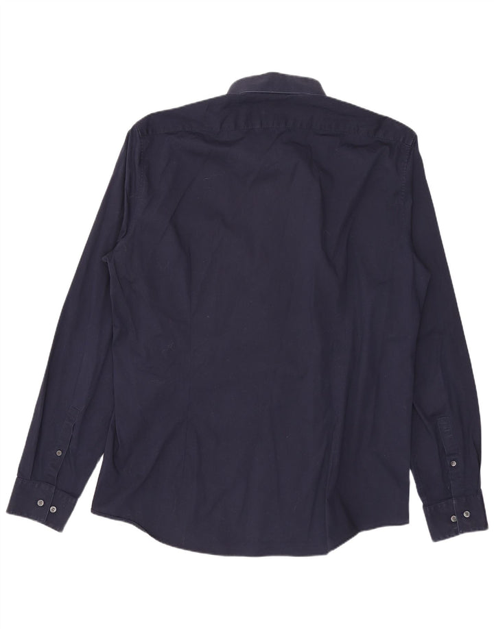 Calvin Klein Herren-Slim-Fit-Hemd, Größe 43, groß, Marineblau
