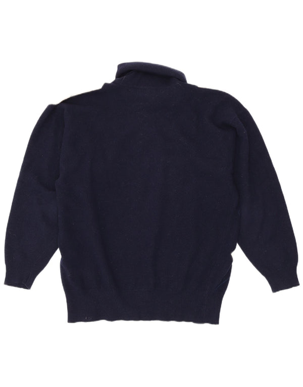 Vintage Herren Rollkragenpullover Pullover Medium Marineblau Argyle/Diamant