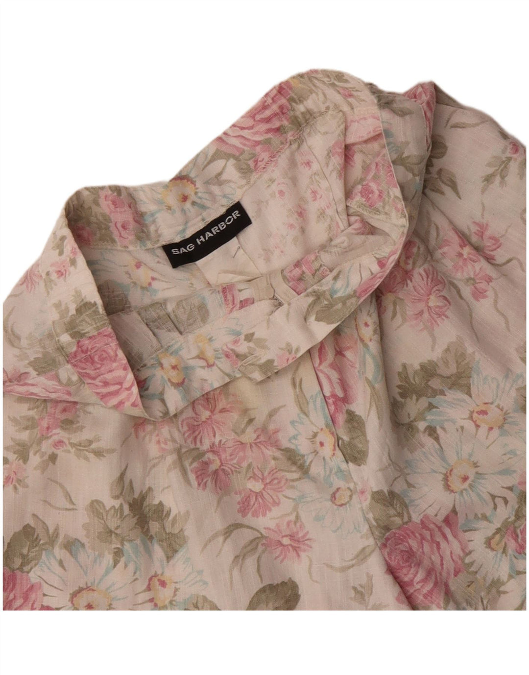 SAG HARBOR Damen-Shorts mit hoher Taille, festgesteckt, lässig, W32, groß, weiß, geblümt