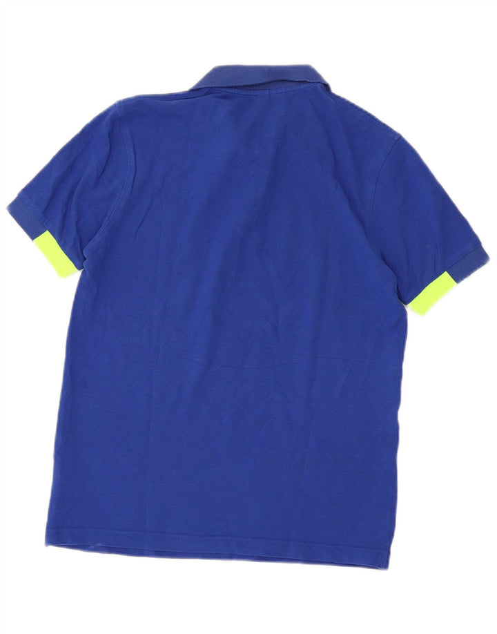 Sun68 Herren-Poloshirt aus mittelblauer, gestreifter Baumwolle
