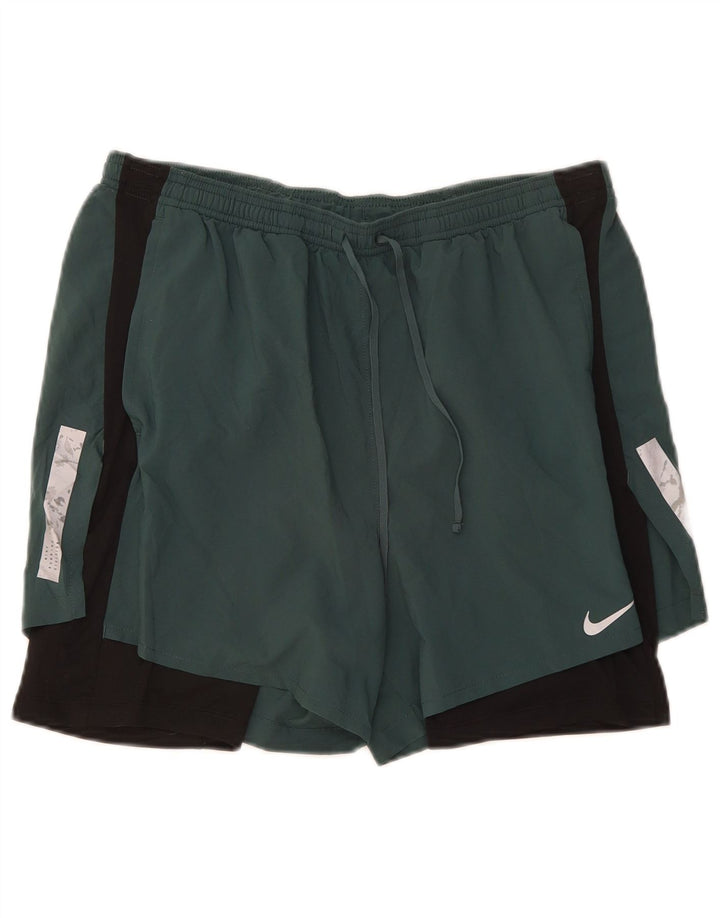 Nike Herren Dri Fit Sportshorts, groß, grünes Farbblock-Polyester