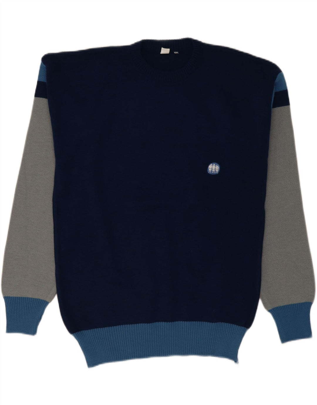 VINTAGE Mens Crew Neck Jumper Sweater IT 50/52 Medium Navy Blue Vintage Vintage and Second-Hand Vintage from Messina Hembry 