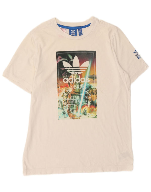 Adidas Jungen T-Shirt mit Grafik, 13–14 Jahre, weiße Baumwolle