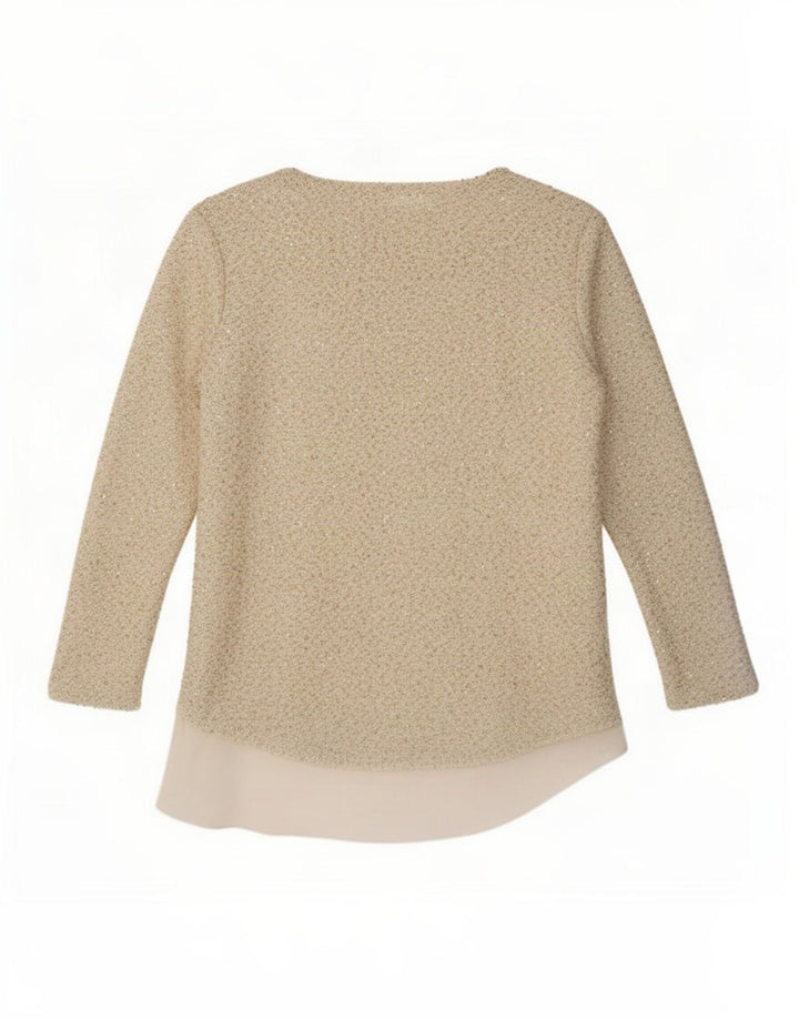 Zara Damen-Tunika-Oberteil mit 3/4-Ärmeln, UK-Größe 44, Größe L, Beige, Polyester