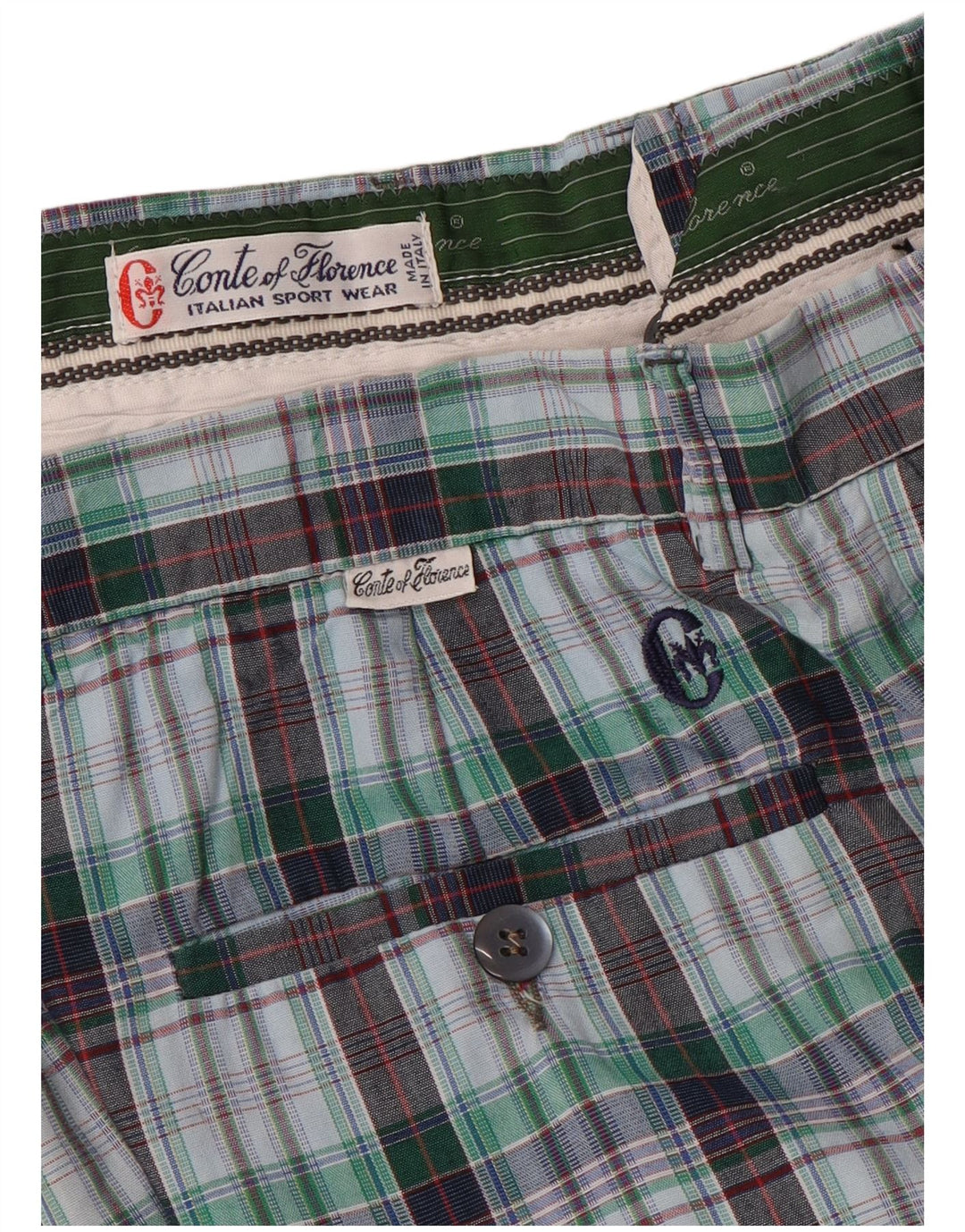 Conte of Florence Herren-Chinoshorts W30, mittelgroß, mehrfarbig kariert