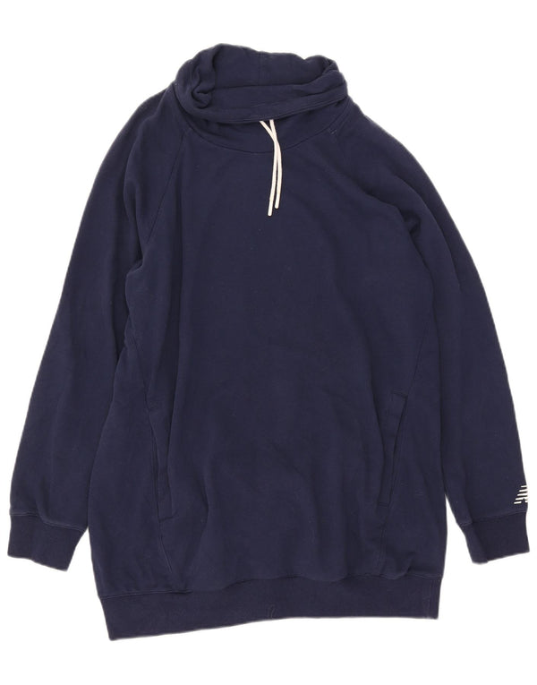 New Balance Damen Longline Sweatshirt Pullover UK 16 Large Marineblau Baumwolle