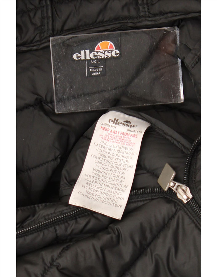 ELLESSE Wattierte Herrenjacke mit Kapuze, UK 40, Größe L, Schwarz, Polyester