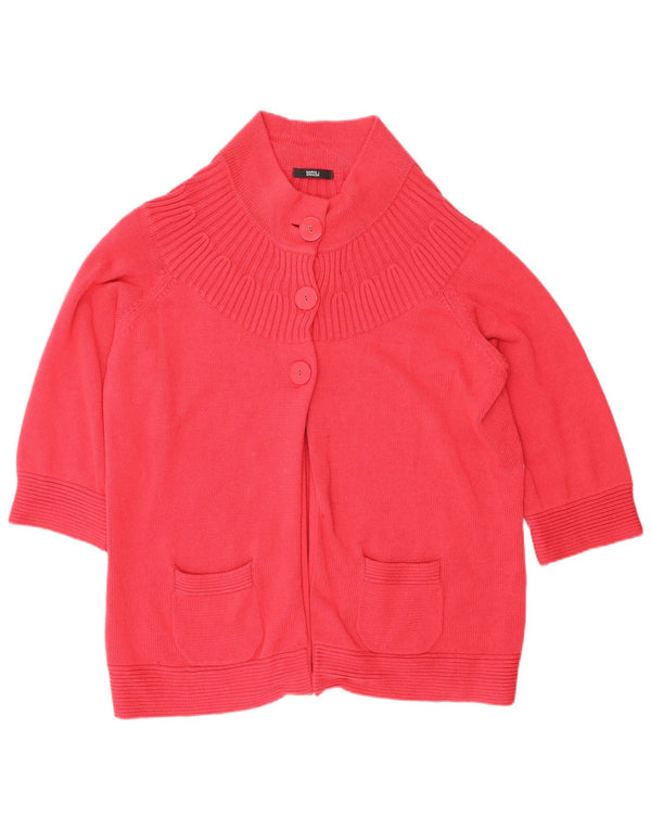 Marks & Spencer Damen-Strickjacke mit 3/4-Ärmeln, UK-Größe 20, 2XL, Rosa, Baumwolle