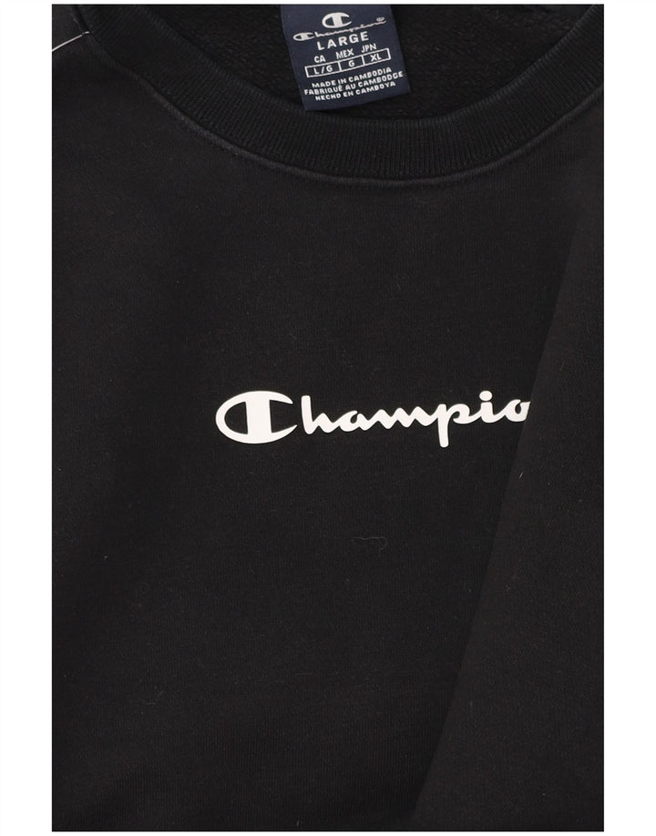 CHAMPION Herren-Sweatshirt mit Grafik, groß, schwarze Farbblock-Baumwolle