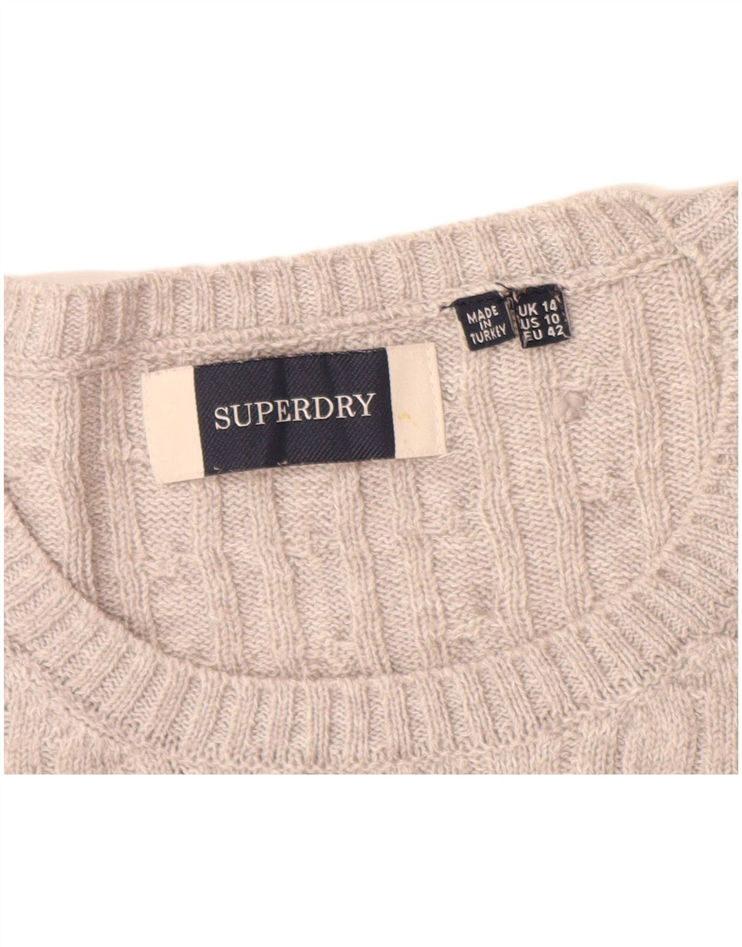 SUPERDRY Damen-Pullover mit U-Boot-Ausschnitt, Gr. 40, Größe L, Grau, Acryl
