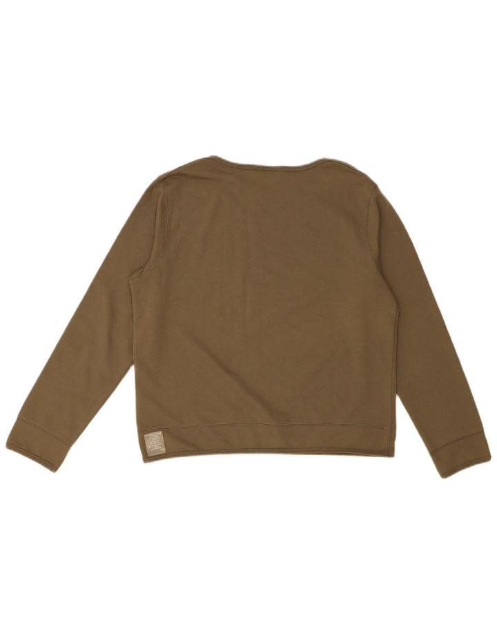 Esprit Damen Crop Graphic Top Langarm UK 14 Mittelgrüne Baumwolle