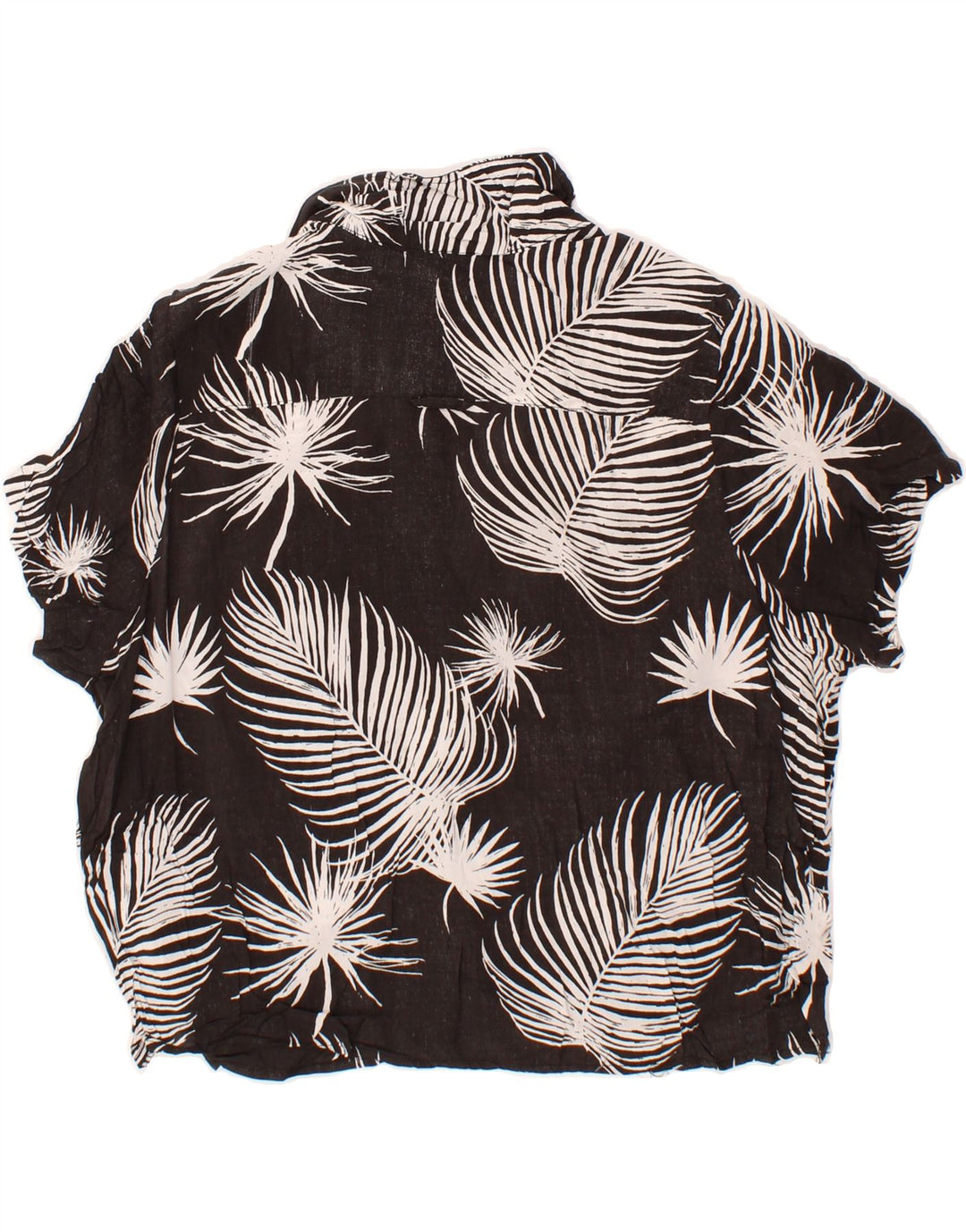 HURLEY Womens Abstract Pattern Short Sleeve Shirt Blouse UK 16 Large Black Vintage Hurley and Second-Hand Hurley from Messina Hembry 