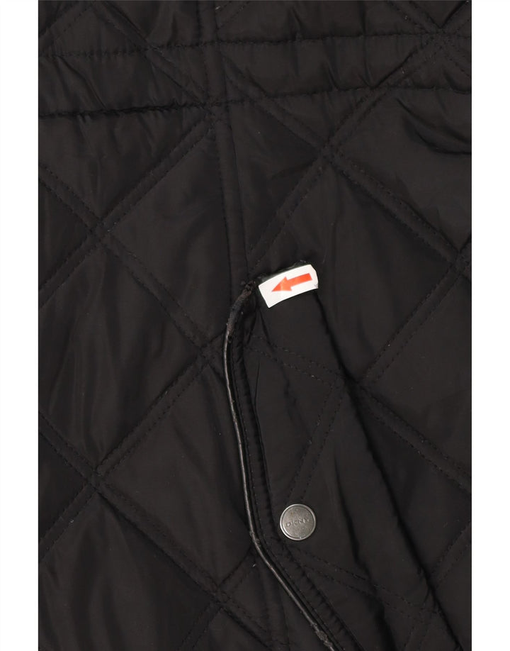 DKNY Womens Hooded Quilted Overcoat UK 18 XL Schwarz Polyester