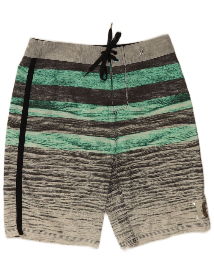 Hurley Herren-Badeshorts, klein, grau gestreift, Polyester