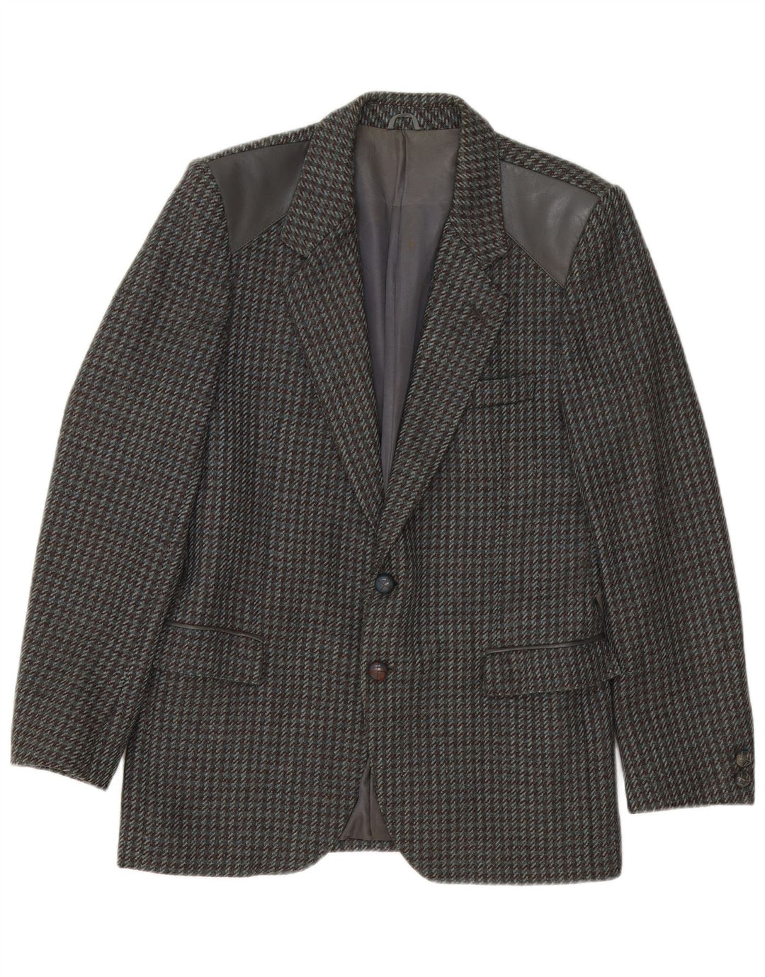 Vintage Herren 2-Knopf-Blazerjacke IT 46 Kleiner grauer Hahnentritt