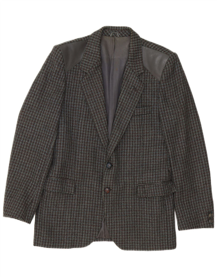 Vintage Herren 2-Knopf-Blazerjacke IT 46 Kleiner grauer Hahnentritt