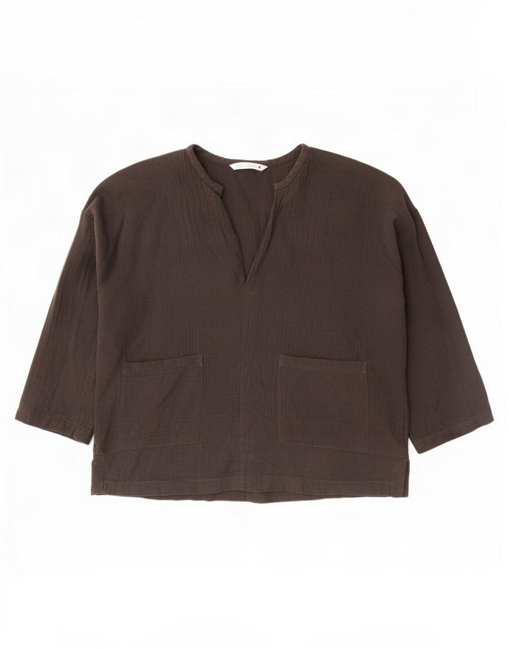 Zara Damen-Blusenoberteil mit 3/4-Ärmeln, übergroß, Gr. 12, mittelschwarz