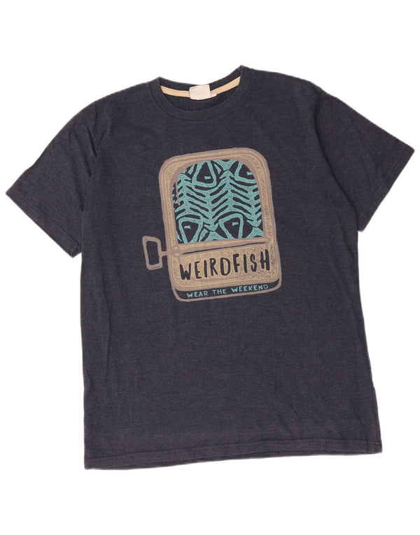 Weird Fish Herren-T-Shirt mit Grafik, mittlere Marineblau-Baumwolle