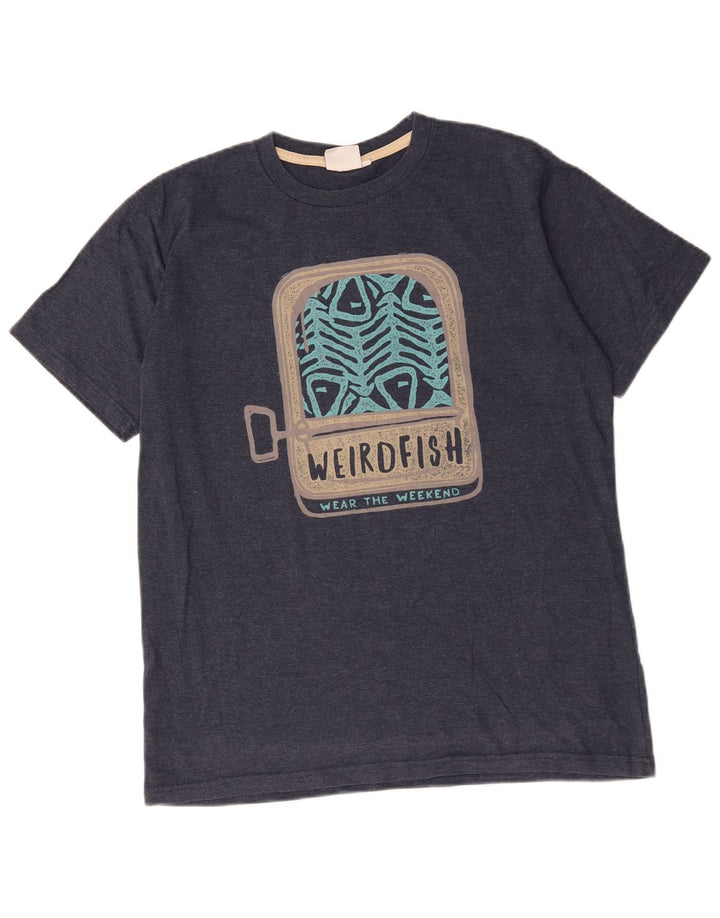 Weird Fish Herren-T-Shirt mit Grafik, mittlere Marineblau-Baumwolle
