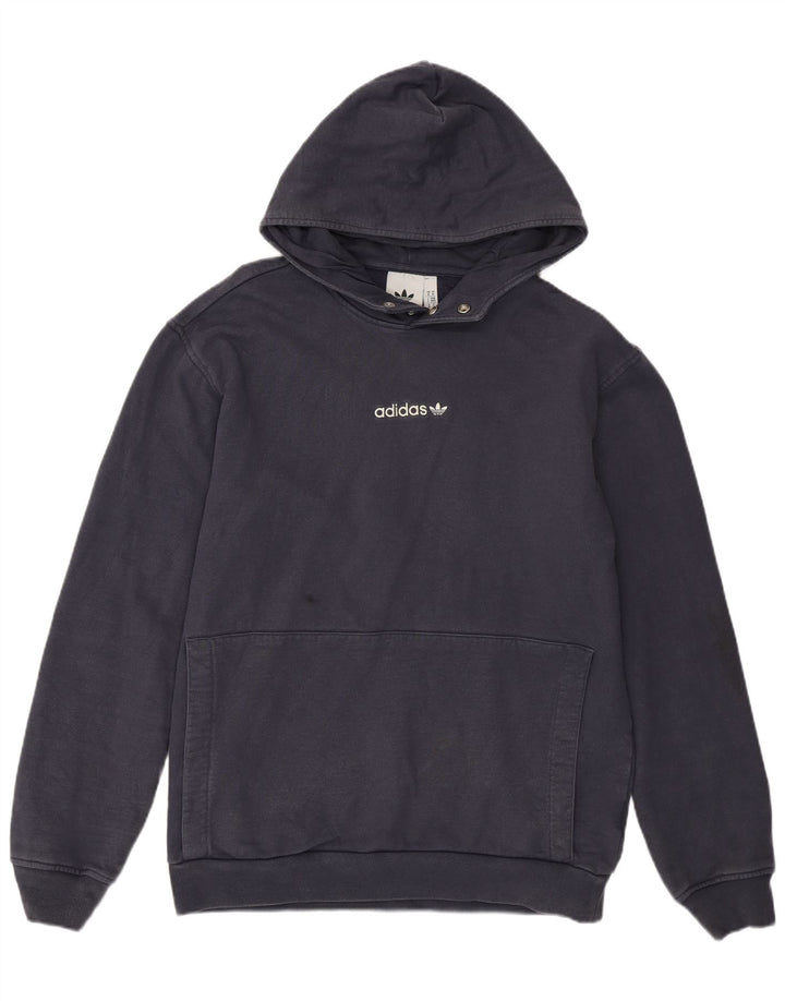 Adidas Herren Kapuzenpullover aus mittelblauer, marineblauer Baumwolle
