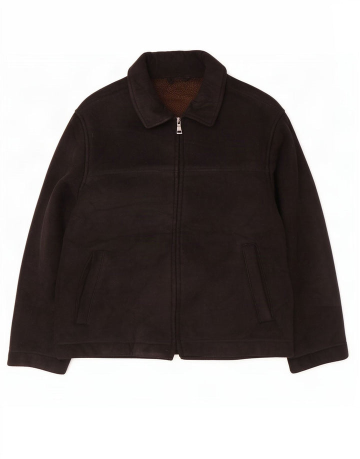 Marks & Spencer Herren Blue Harbor Sherpa Jacke UK 40 Large Schwarz Polyester