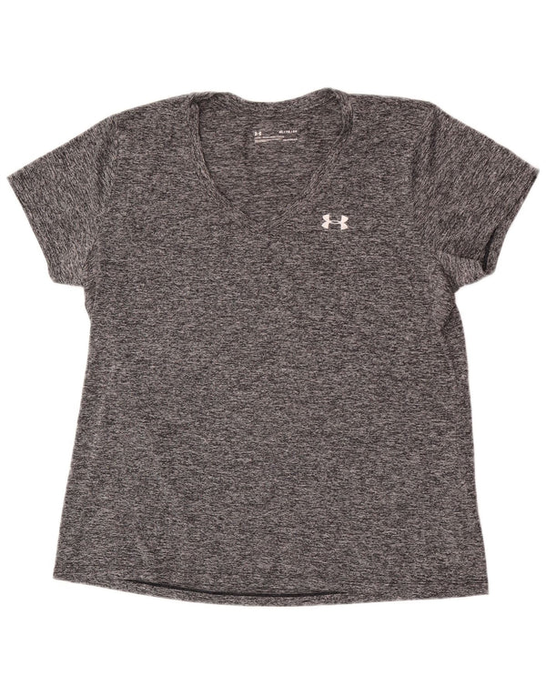 Under Armour Damen Heat Gear Loose Fit T-Shirt Top UK 18 XL Grau meliert