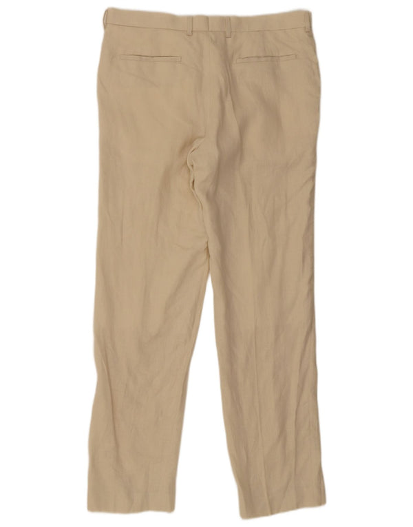 Gerade Herren-Anzughose von Marks & Spencer, W36, L33, Beige, Leinen