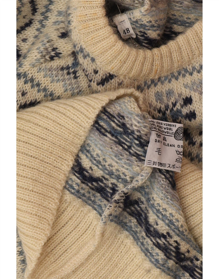Silvy Herren Pullover mit Rundhalsausschnitt IT 48 Mittelbeige Fair Isle