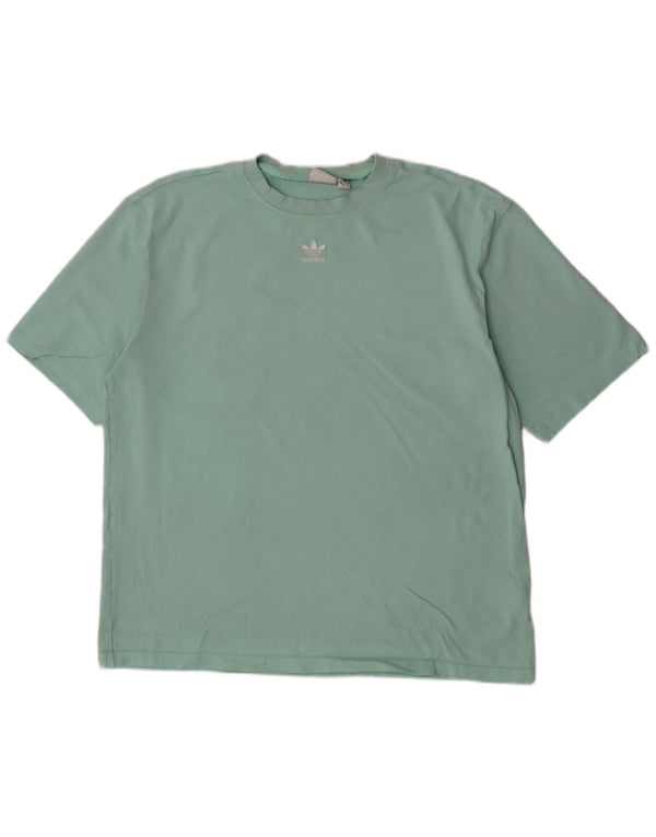 Adidas Damen Übergroßes T-Shirt Top UK 8/10 Small Grüne Baumwolle