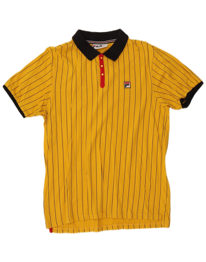 FILA Herren-Poloshirt, groß, gelb gestreift, Baumwolle