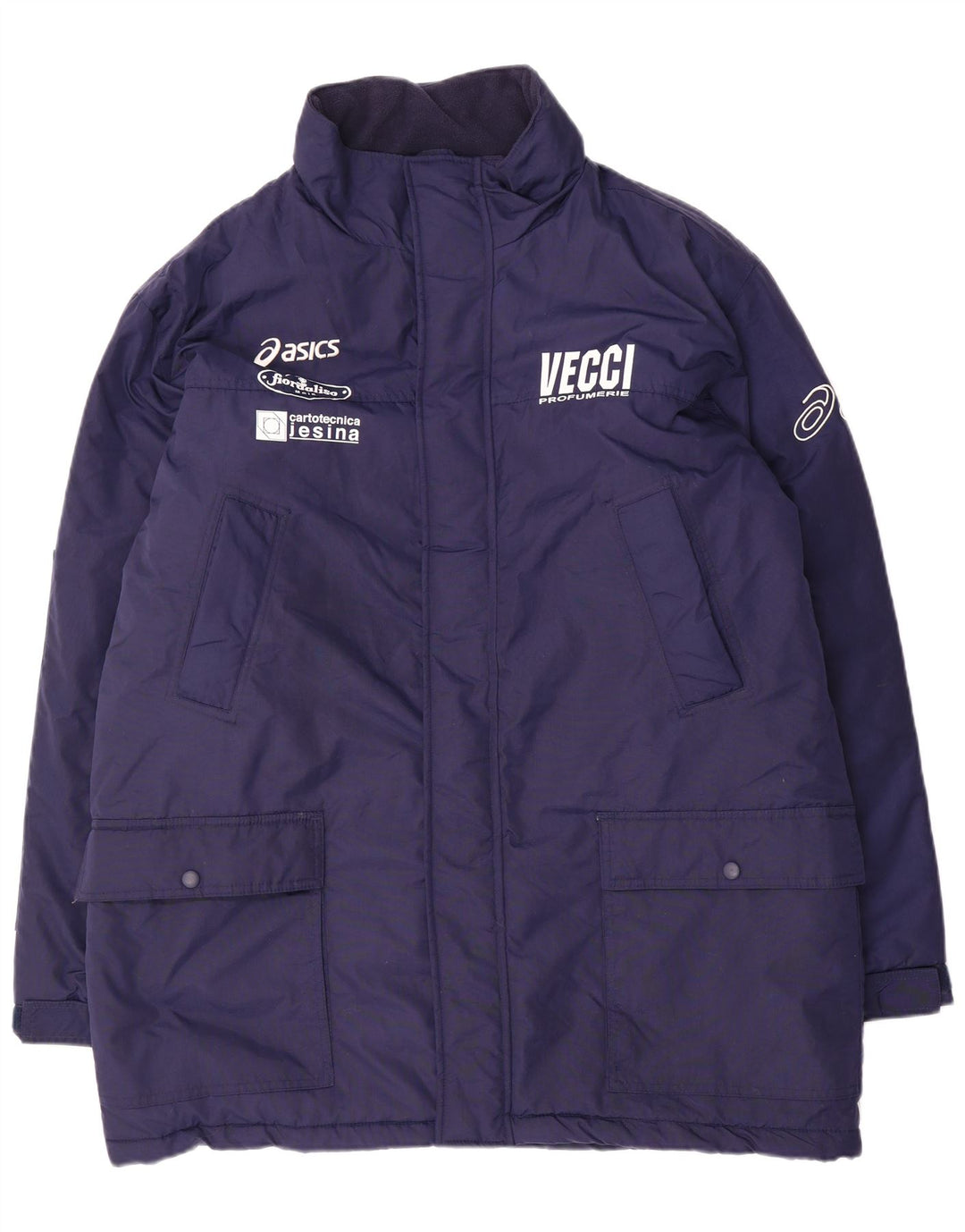 Asics Herren Grafik gepolsterte Jacke UK 42 XL Marineblau Nylon
