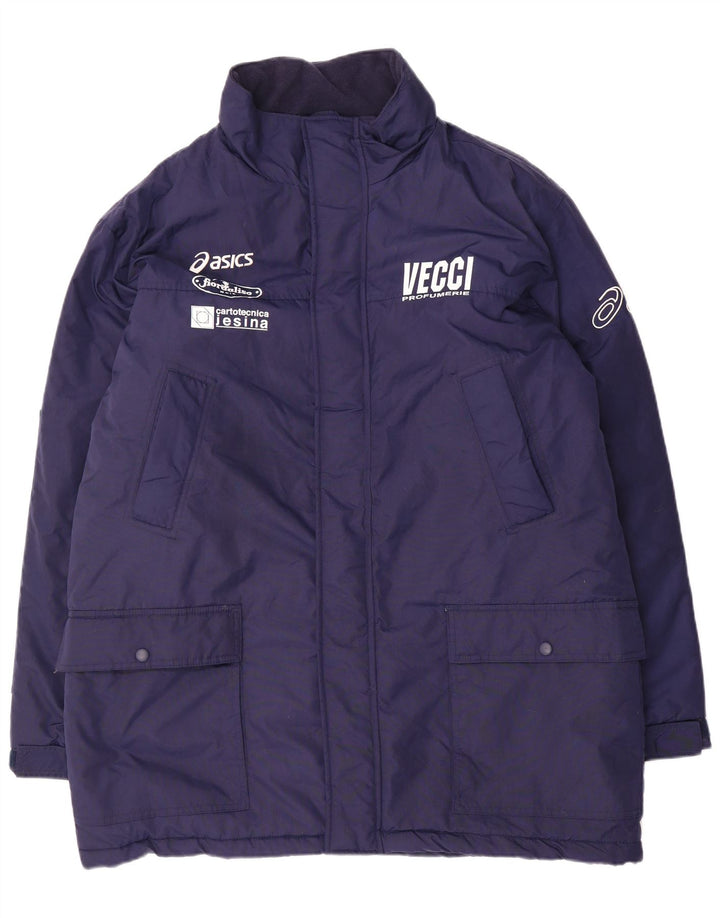 Asics Herren Grafik gepolsterte Jacke UK 42 XL Marineblau Nylon