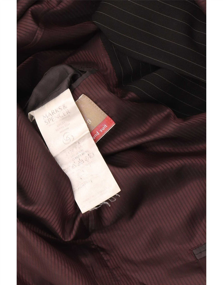 Marks & Spencer Herren-Blazer mit 2 Knöpfen, Gr. 42, Größe L, Schwarz, Nadelstreifen