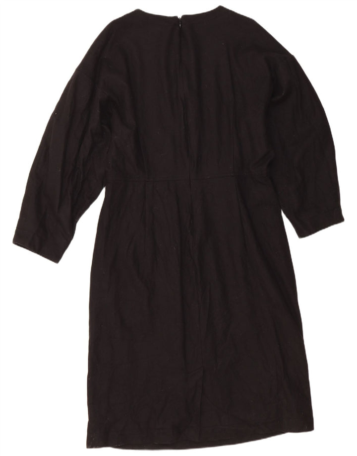 Cos Damen-Etuikleid mit langen Ärmeln, EU 44, XL, schwarze Wolle