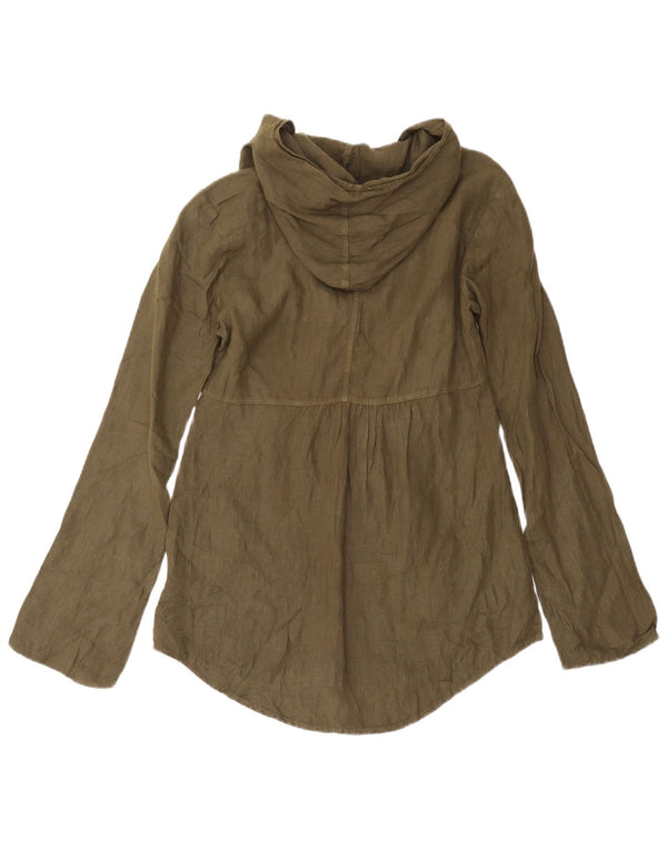 Max & Co. Damen Langarm-Bluse mit Kapuze, UK 10, Größe S, Khaki, Leinen