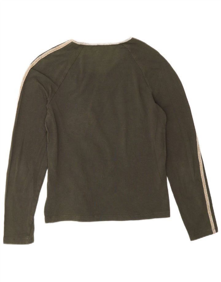 Calvin Klein Jeans Damen Top Langarm UK 12 Medium Khaki Baumwolle